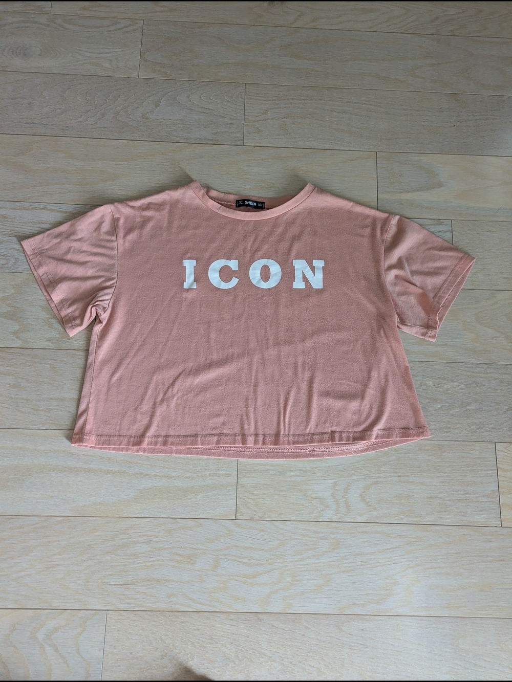 SHEIN ICON Cropped Tee - Peach